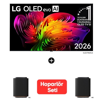 Front view of 77 inç LG Wallpaper OLED evo W6 TV Satın Alımlarında M5 Sound Suite Hoparlör Paket Fırsatı OLED77W6.M5