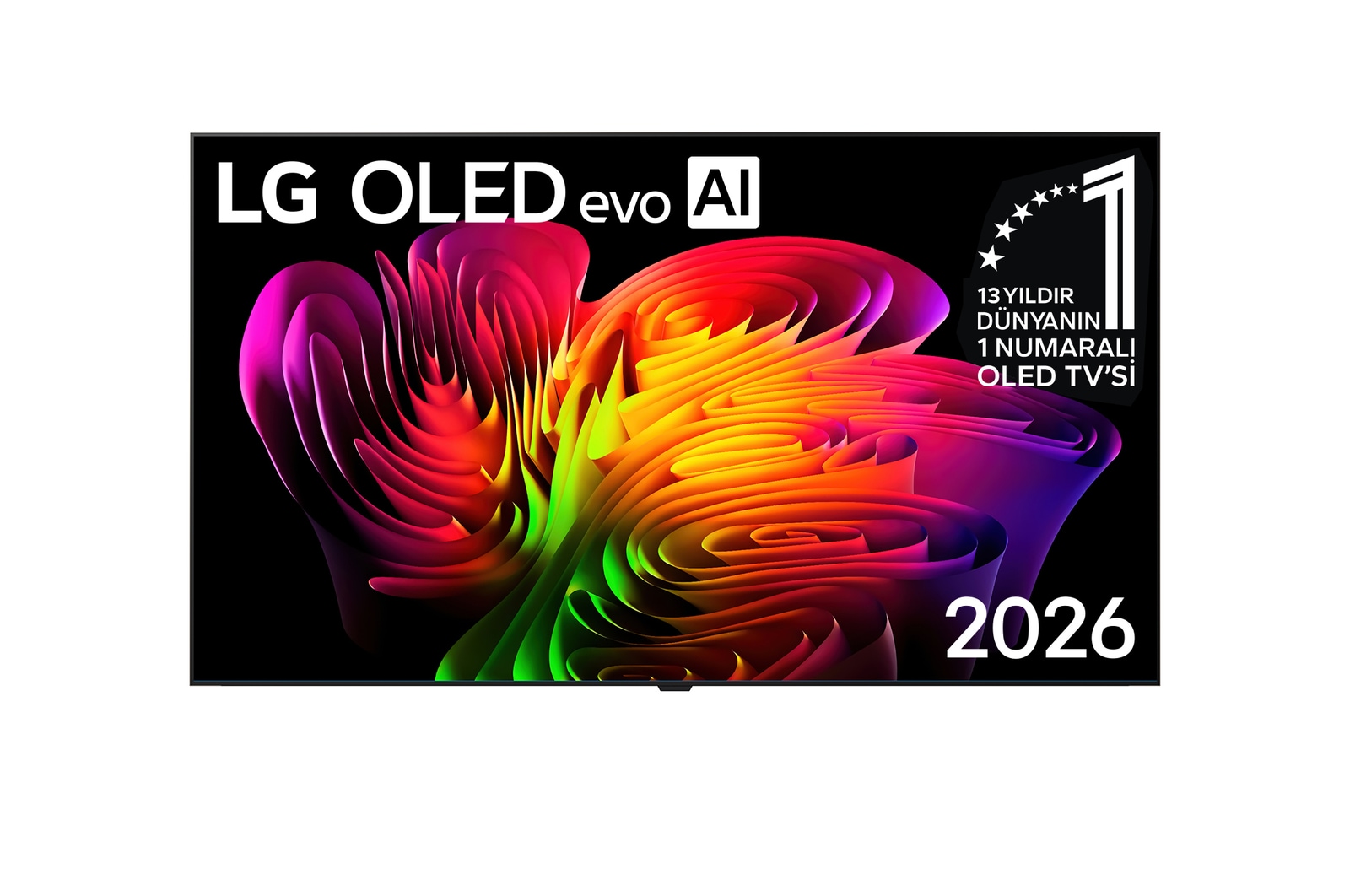 Front view of 83 inç LG Wallpaper Kablosuz Görüntü İletebilen OLED evo W6 AI 4K 165Hz VRR Smart TV webOS26 2026 OLED83W69LA