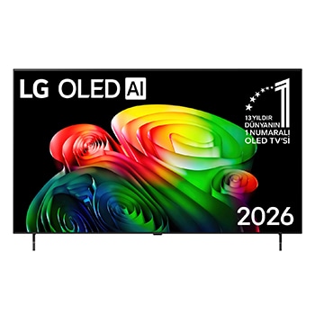 Front view of 55 inç LG OLED AI B6 4K 120Hz VRR Smart TV AI Sihirli Kumanda webOS26 2026 OLED55B65LA
