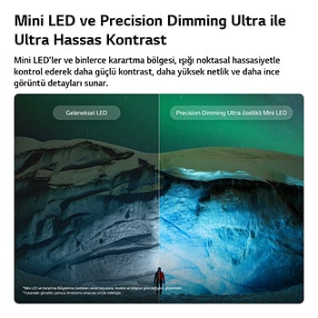 Dynamic QNED Color Pro özellikli LG QNED evo AI QNED90 Mini LED ekranda canlı, akıcı, çok renkli ve boya benzeri hareketlerle %100 Renk Hacmi sertifikasına sahip gelişmiş renk canlılığı gösteriliyor.