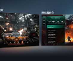 配備遊戲儀表板和優化器的 LG NANO 4K UHD AI NU85 並排顯示遊戲畫面和螢幕選單，可即時調整遊戲設定，例如更新率、延遲和視覺模式。
