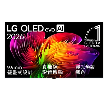 LG OLED evo AI W6 Wallpaper TV 前視圖與側視圖，突出顯示 83 吋螢幕與 1844 公釐畫面寬度、1061 公釐整體高度、9.95 公釐超薄厚度，未搭配支架。