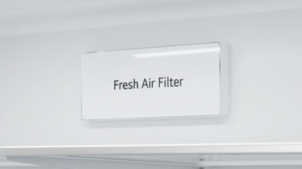 LG refrigerator Fresh Air Filter system designed to reduce odors and maintain a clean interior environment