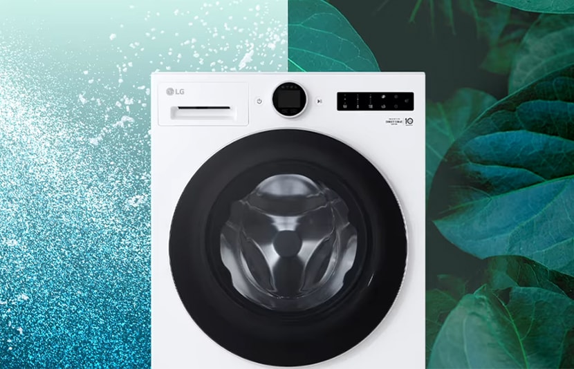 LG washing machine highlighting TurboWash performance.