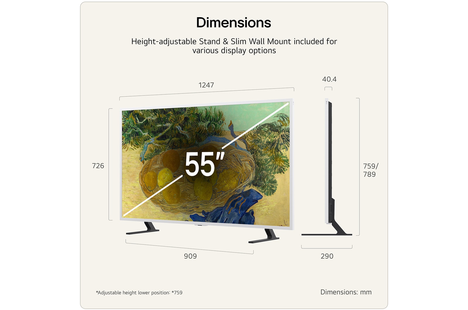 55 inch LG Gallery TV AI with frame LX7 4K ART TV 2026