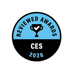 Reviewed Awards CES 2026 badge for the MRGB95 TV as one of the best tech products of 2026.