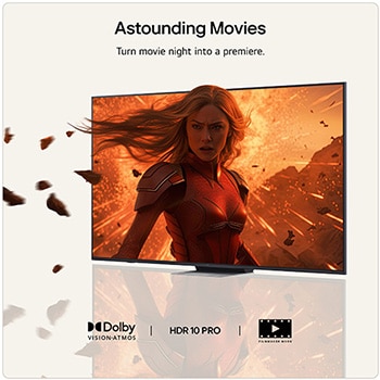 LG Mini RGB evo AI MRGB88 highlights visually lossless quality by displaying a vibrant landscape with clear depth against a dark surrounding area, reflecting visual performance like a wired TV connection.