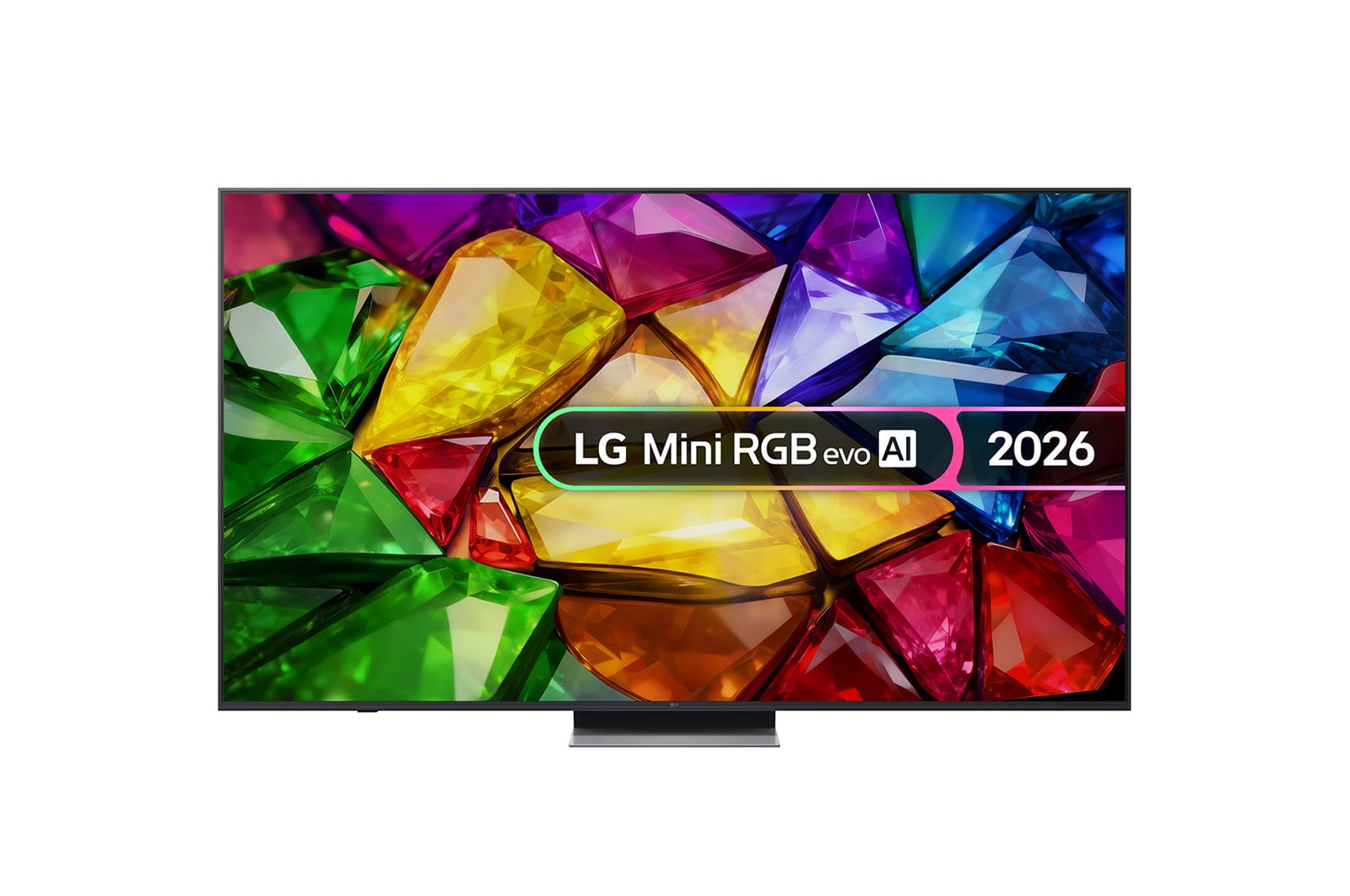 Front view of 86 inch LG Mini RGB evo AI MRGB88 4K Smart TV 86MRGB88B6B