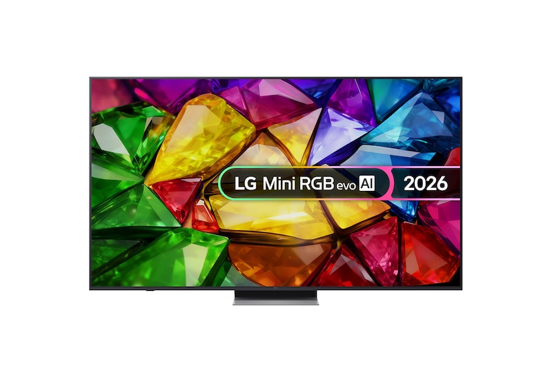 Front view of 86 inch LG Mini RGB evo AI MRGB88 4K Smart TV 86MRGB88B6B