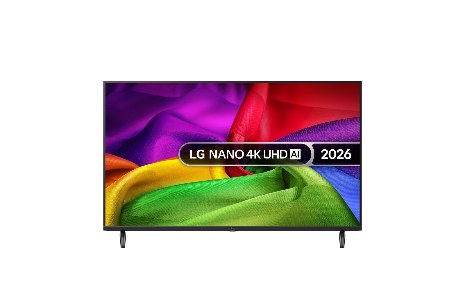 Front view of 43 inch LG NANO 4K UHD AI NU80 Smart TV 2026 43NU800B6LC