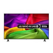Front view of 65 inch LG NANO 4K UHD AI NU80 Smart TV 2026 65NU800B6LA