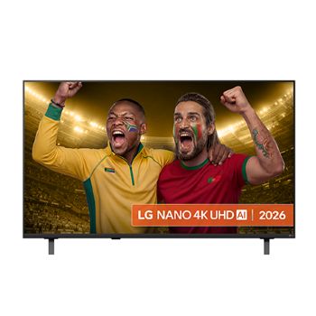 Front view of 50 inch LG NANO 4K UHD AI NU85 Smart TV 2026 50NU850B6LA