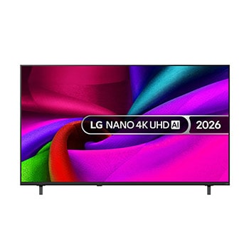 Front view of 65 inch LG NANO 4K UHD AI NU90 Smart TV 2026 65NU900B6LA