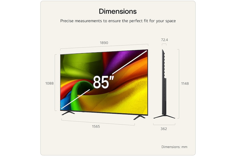 LG NANO 4K UHD AI NU85 Ultra Big TV is wall-mounted in a living space, showing a sports victory scene with confetti and a trophy, emphasizing vivid color, clear detail, and an immersive sense of scale.