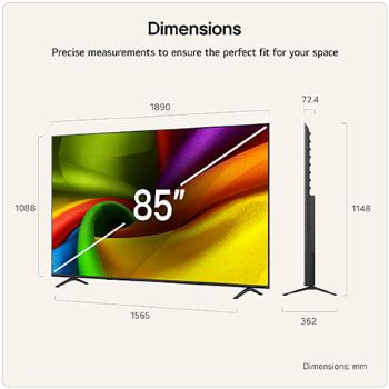 LG NANO 4K UHD AI NU85 Ultra Big TV is wall-mounted in a living space, showing a sports victory scene with confetti and a trophy, emphasizing vivid color, clear detail, and an immersive sense of scale.