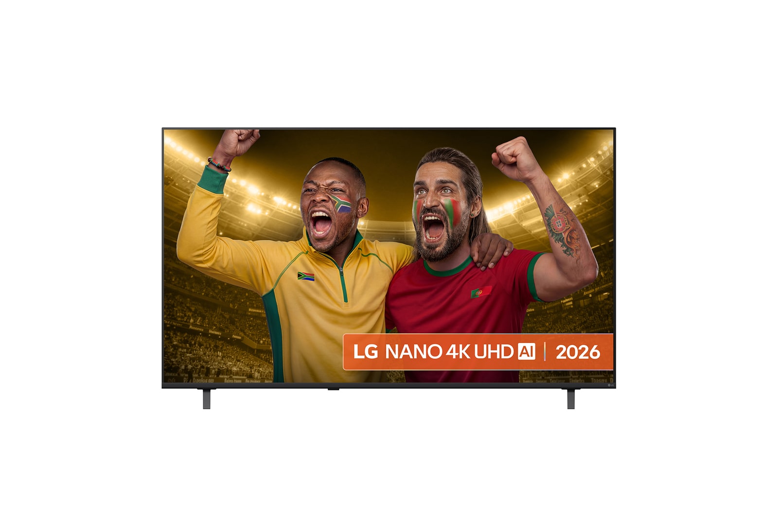 Front view of 65 inch LG NANO 4K UHD AI NU85 Smart TV 2026 65NU850B6LA