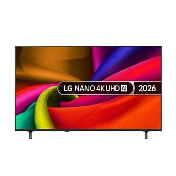 Front view of 55 inch LG NANO 4K UHD AI NU8E Smart TV 2026   55NU8E0B3LA