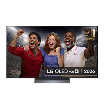 Front view of 55 inch LG OLED evo AI C6 4K Smart TV 2026 OLED55C65LA