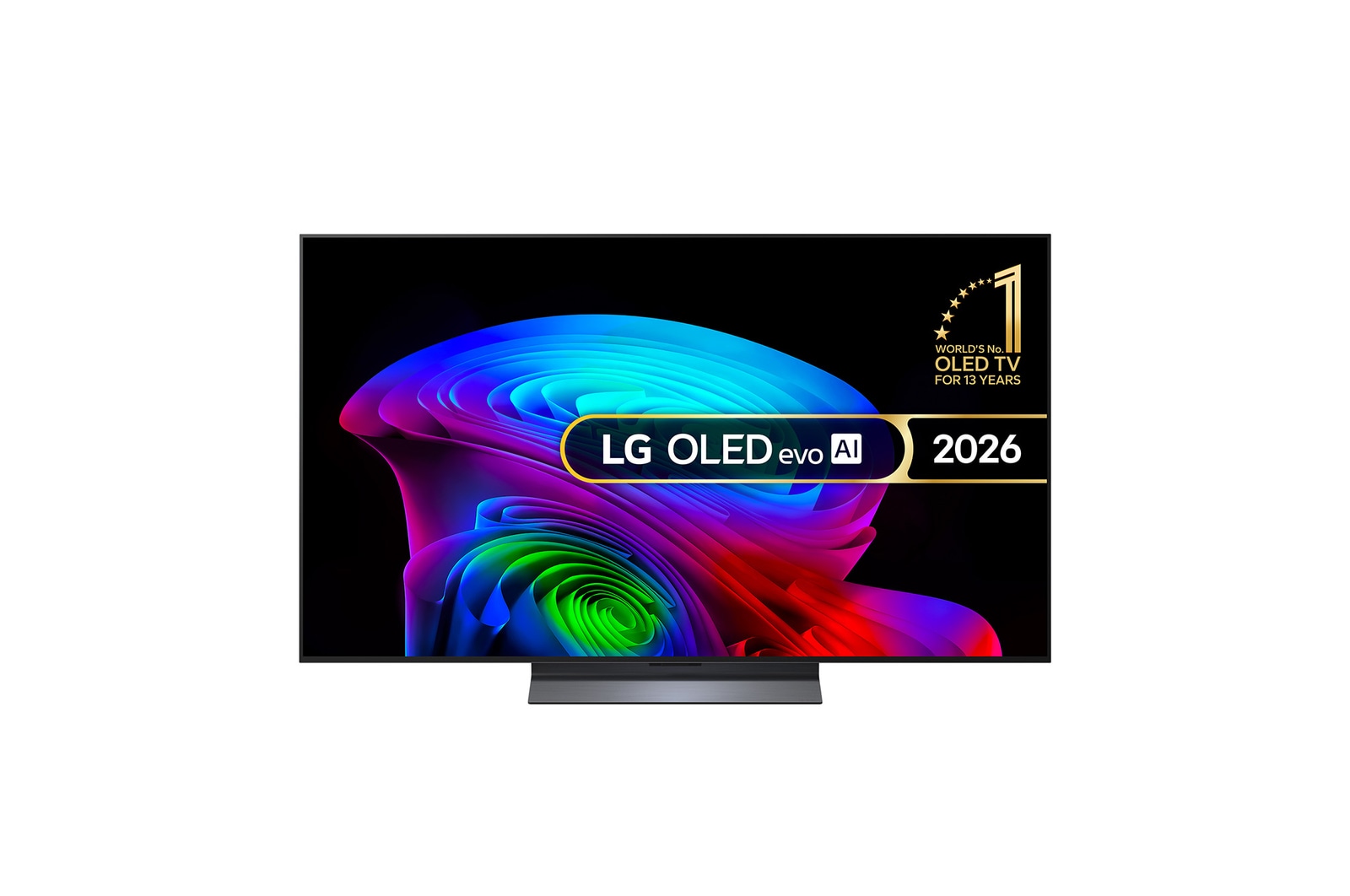 Front view of 55 inch LG OLED evo AI C6 4K Smart TV 2026 OLED55C6ELB