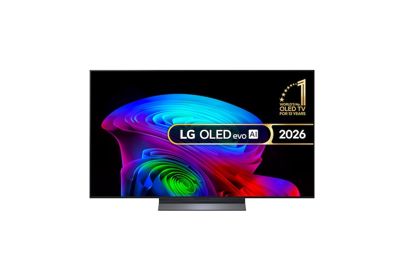 Front view of 55 inch LG OLED evo AI C6 4K Smart TV 2026 OLED55C6ELB