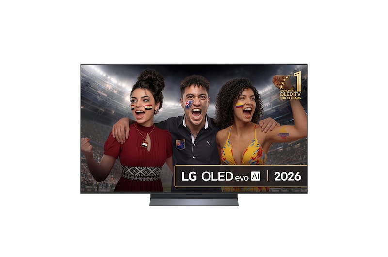 Front view of 55 inch LG OLED evo AI C6 4K Smart TV 2026 OLED55C6ELB