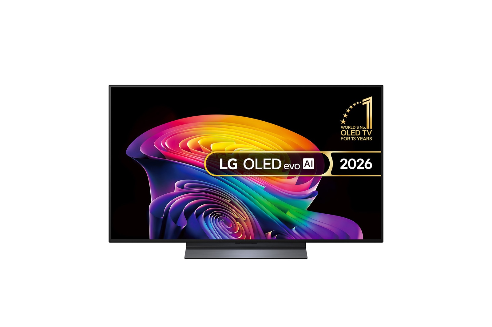 Front view of 48 inch LG OLED evo AI C6 4K Smart TV 2026 OLED48C64LA