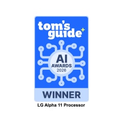 Tom's Guide AI Award 2026 Winner badge for the LG alpha 11 AI Processor.