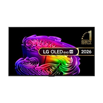 Front view of 55 inch LG OLED evo AI G6 4K Smart TV 2026 OLED55G64LW