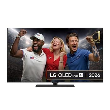 Front view of 55 inch LG OLED evo AI G6 4K Smart TV 2026 OLED55G66LS