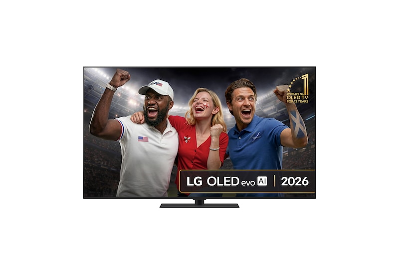 Front view of 65 inch LG OLED evo AI G6 4K Smart TV 2026 OLED65G66LS