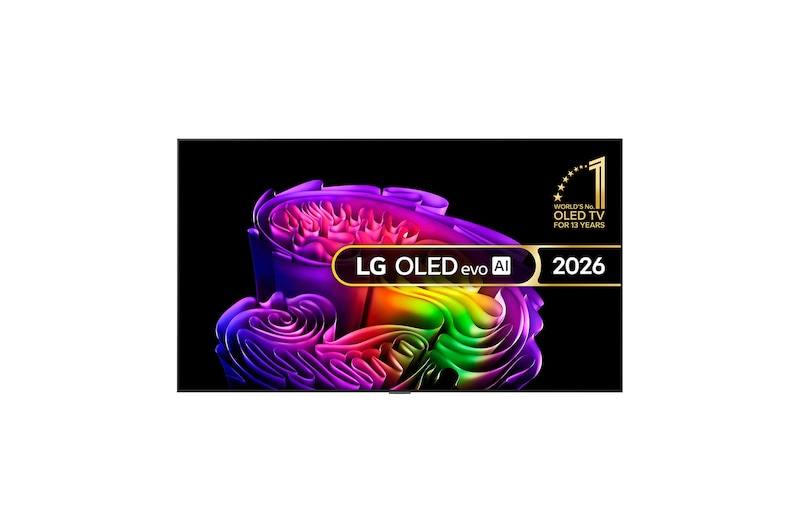 Front view of 77 inch LG OLED evo AI G6 4K Smart TV 2026 OLED77G64LW