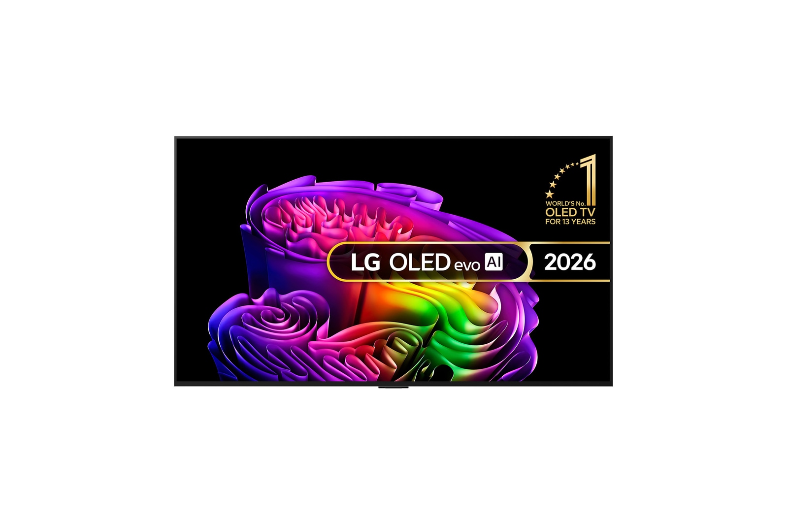 Front view of 55 inch LG OLED evo AI G6 4K Smart TV 2026 - Wall mount version OLED55G62LW
