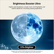 LG OLED evo AI G6 with Brightness Booster Ultra shows a dark scene where a brightly illuminated whale silhouette stands out amid glowing particles, delivering 3.9x Brighter luminance with clearer detail.