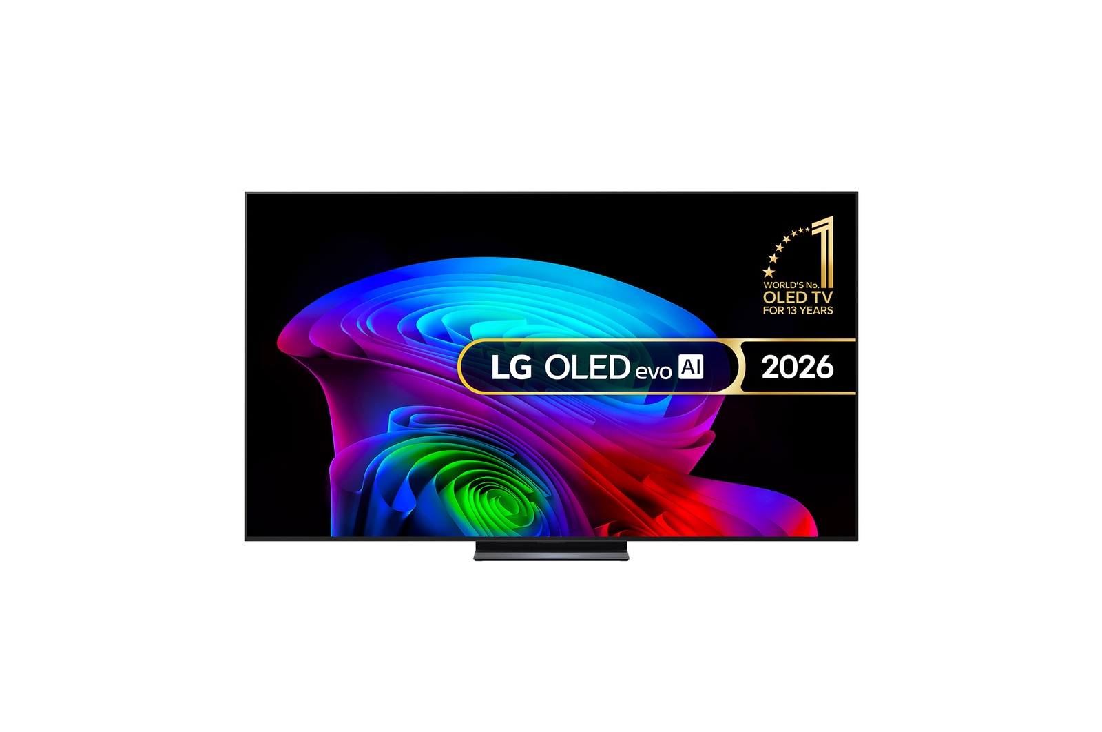 Front view of 55 inch LG OLED evo AI C6 4K Smart TV 2026 OLED55C6ELB