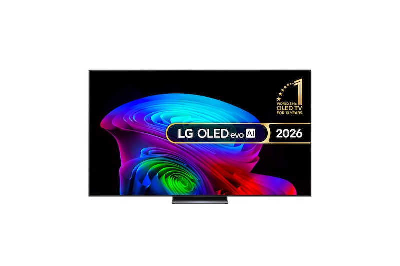 Front view of 55 inch LG OLED evo AI C6 4K Smart TV 2026 OLED55C6ELB