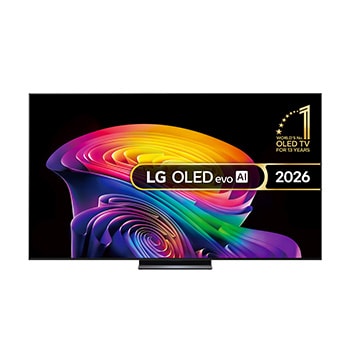 Front view of 65 inch LG OLED evo AI C6 4K Smart TV 2026 OLED65C66LB