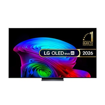 Front view of 77 inch LG OLED evo AI C6 4K Smart TV 2026 OLED77C6ELB