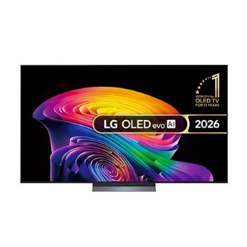 Front view of 77 inch LG OLED evo AI C6 4K Smart TV 2026 OLED77C65LA