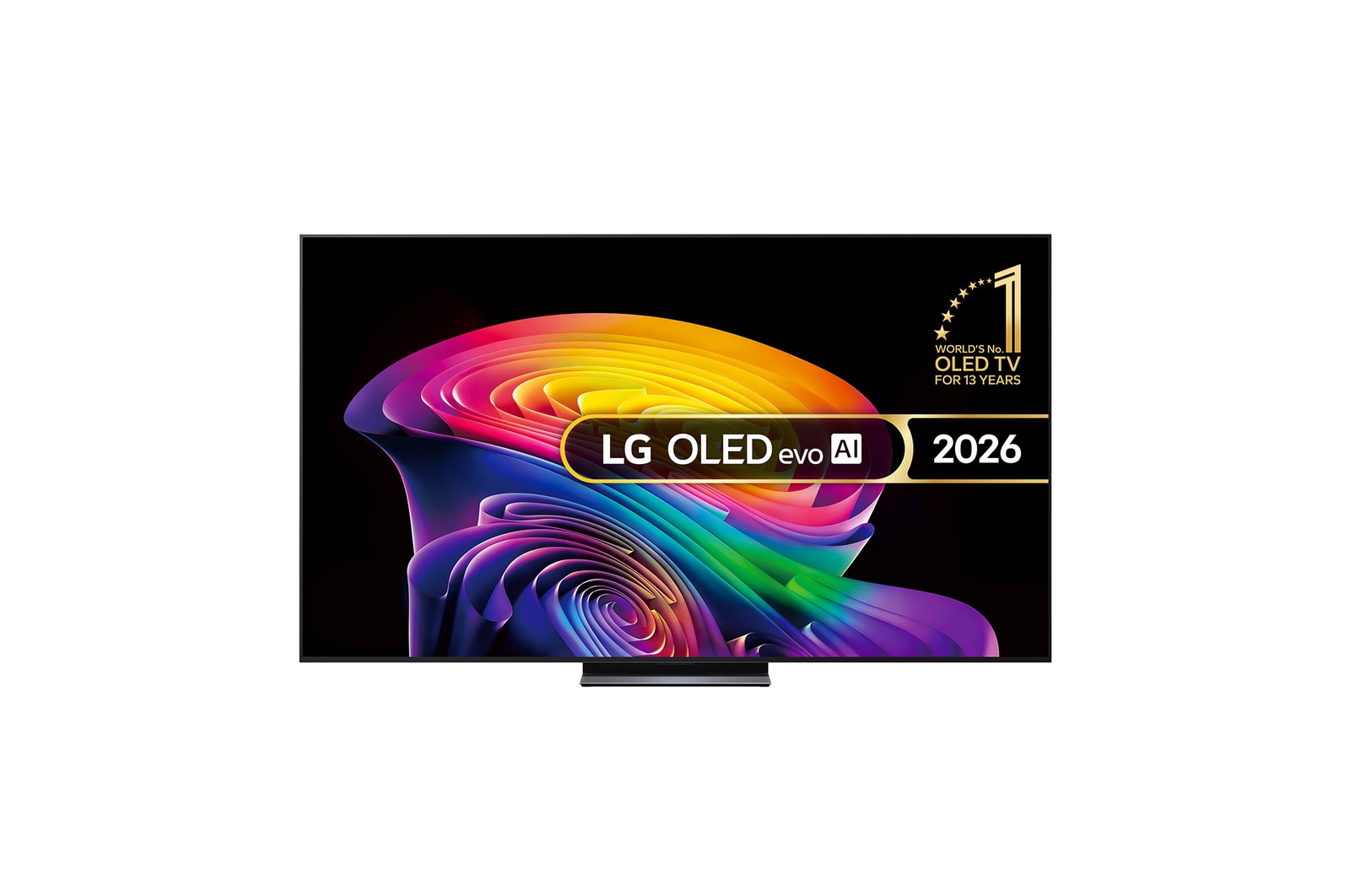 Front view of 77 inch LG OLED evo AI C6 4K Smart TV 2026 OLED77C66LB