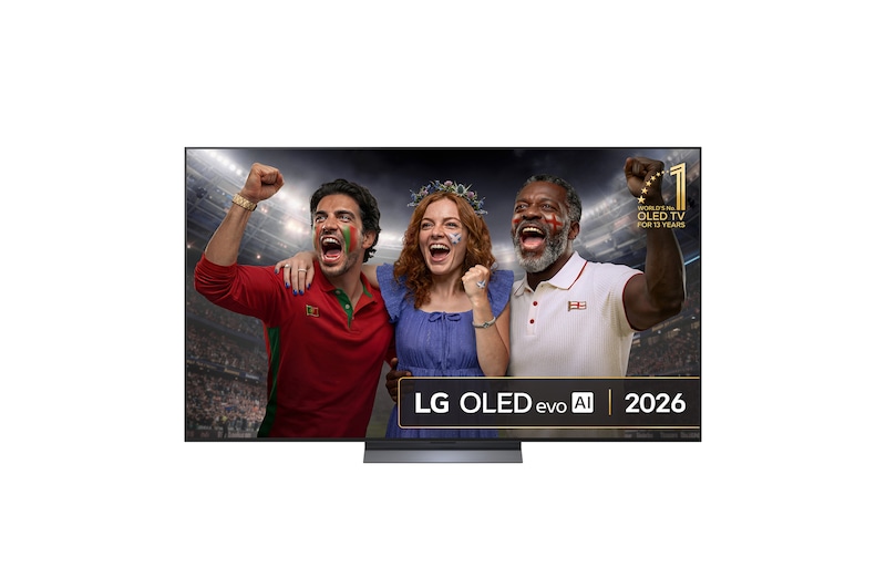 Front view of 77 inch LG OLED evo AI C6 4K Smart TV 2026 OLED77C66LB