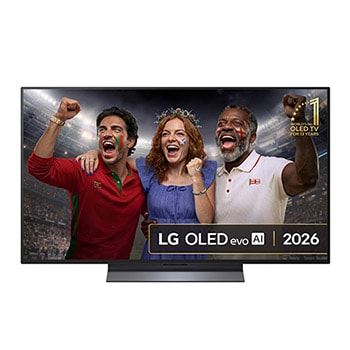 Front view of 48 inch LG OLED evo AI C6 4K Smart TV 2026 OLED48C64LA