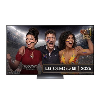 Front view of 77 inch LG OLED evo AI C6 4K Smart TV 2026 OLED77C6ELB