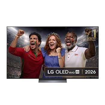 Front view of 77 inch LG OLED evo AI C6 4K Smart TV 2026 OLED77C66LB