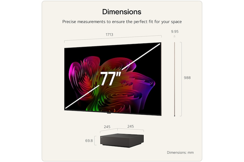 77 inch Wallpaper TV LG OLED evo AI W6 True Wireless 4K Smart TV 2026