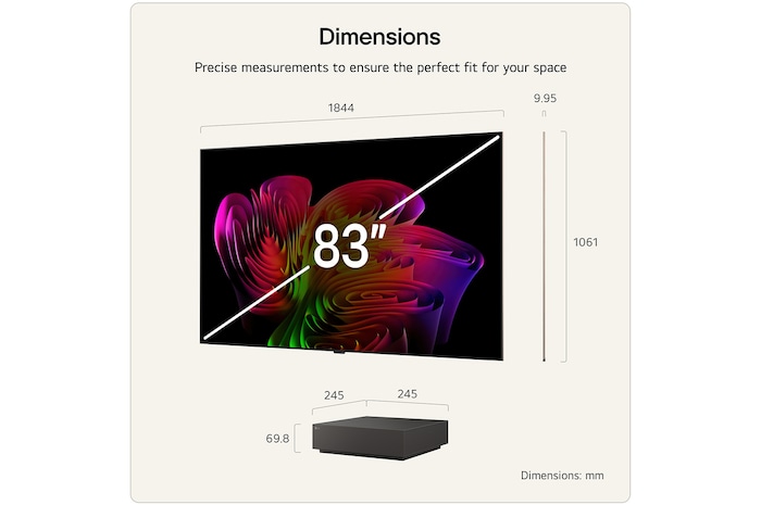 83 inch Wallpaper TV LG OLED evo AI W6 True Wireless 4K Smart TV 2026