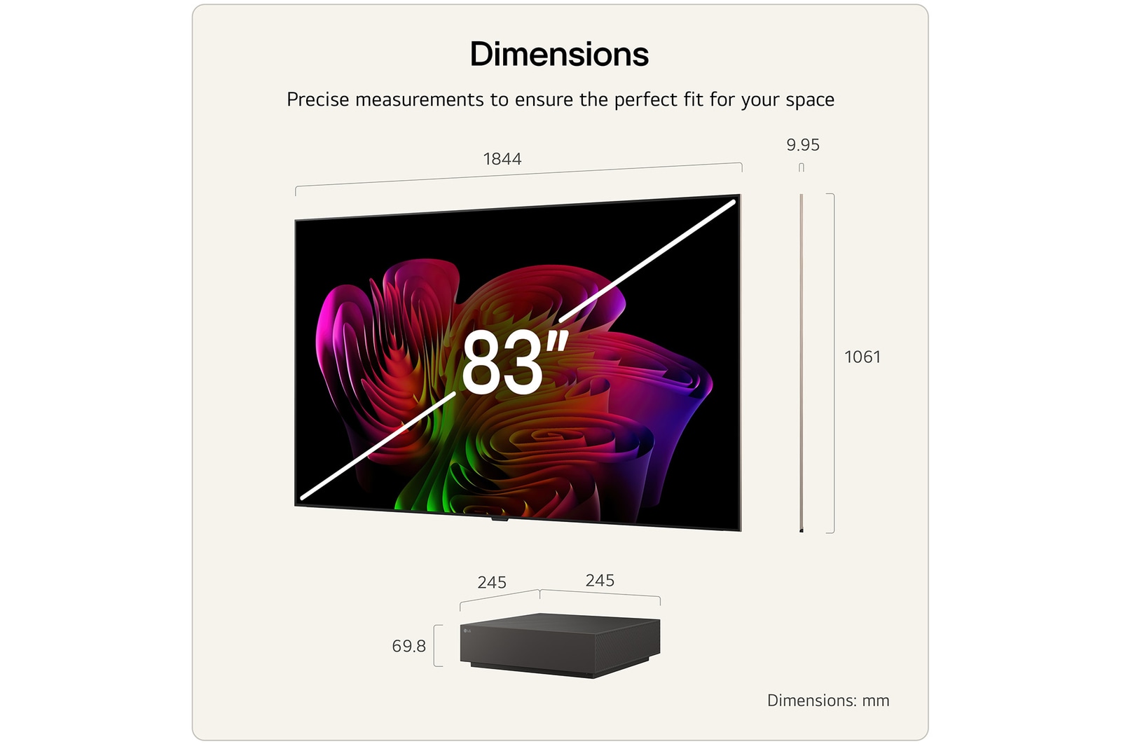 83 inch Wallpaper TV LG OLED evo AI W6 True Wireless 4K Smart TV 2026