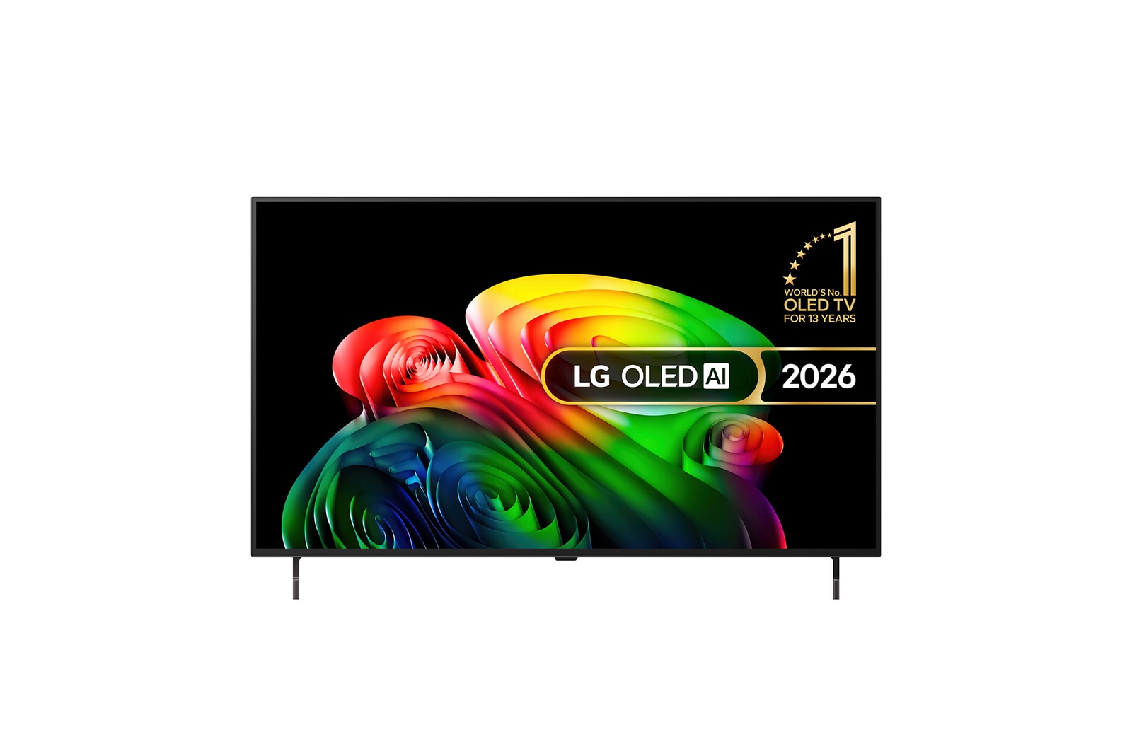 Front view of 48 inch LG OLED AI B6 4K Smart TV 2026 OLED48B65LA