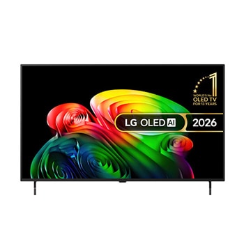 Front view of 48 inch LG OLED AI B6 4K Smart TV 2026 OLED48B65LA