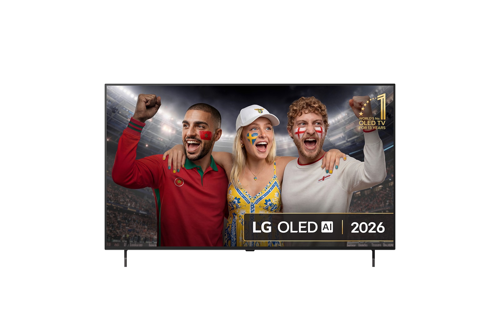 Front view of 55 inch LG OLED AI B6 4K Smart TV 2026 OLED55B65LA