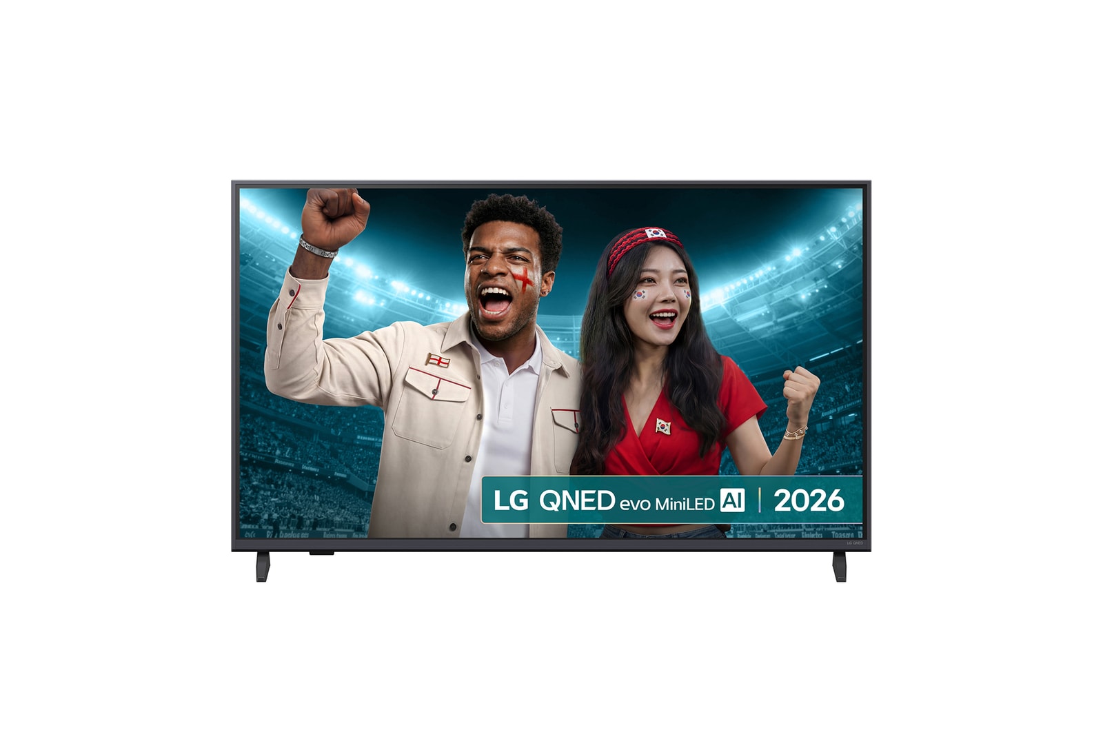 Front view of 43 inch LG QNED evo AI QNED8E Mini LED 4K Smart TV 2026 43QNED8EB3F